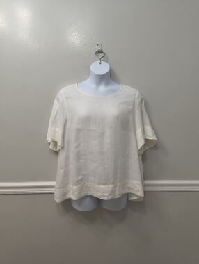 Lord & Taylor Women's White Tunic Top 100% Linen  3X Minimalist Casual Office